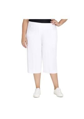 Alfred Dunner Classics Womens Capri Pants‎ WHITE Elastic Waist 14 NEW